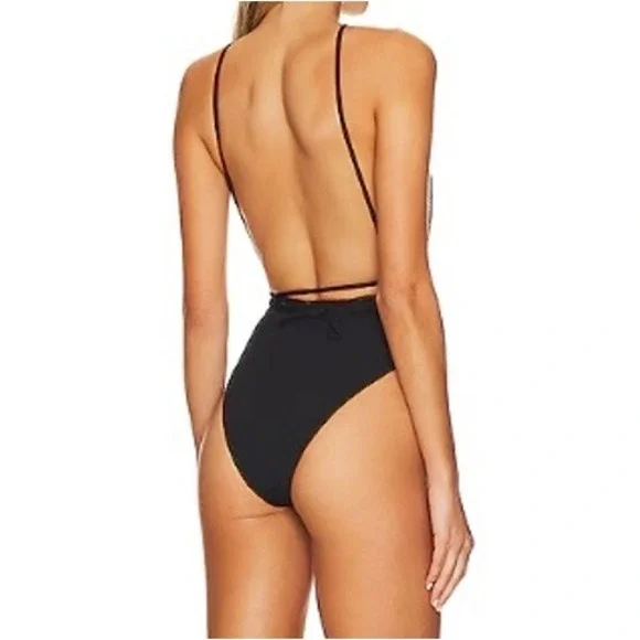 MAAJI Safari Reversible One Piece Swimsuit Womens Sz Small Black Palm Print NWT - Picture 4 of 16